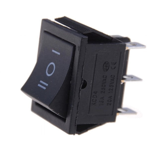 KCD4 Rocker Switch Black DPDT ON/OFF/ON 6 PIN 16A/250VAC 20A/125VAC (1 Piece)