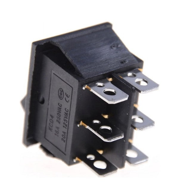 KCD4 Rocker Switch Black DPDT ON/OFF/ON 6 PIN 16A/250VAC 20A/125VAC (1 Piece)