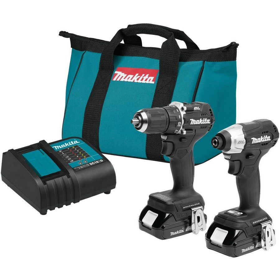 Makita 18V LXT Lithium‑Ion Sub‑Compact Brushless Cordless 2pc Combo Kit (2Ah) (CX205RB)