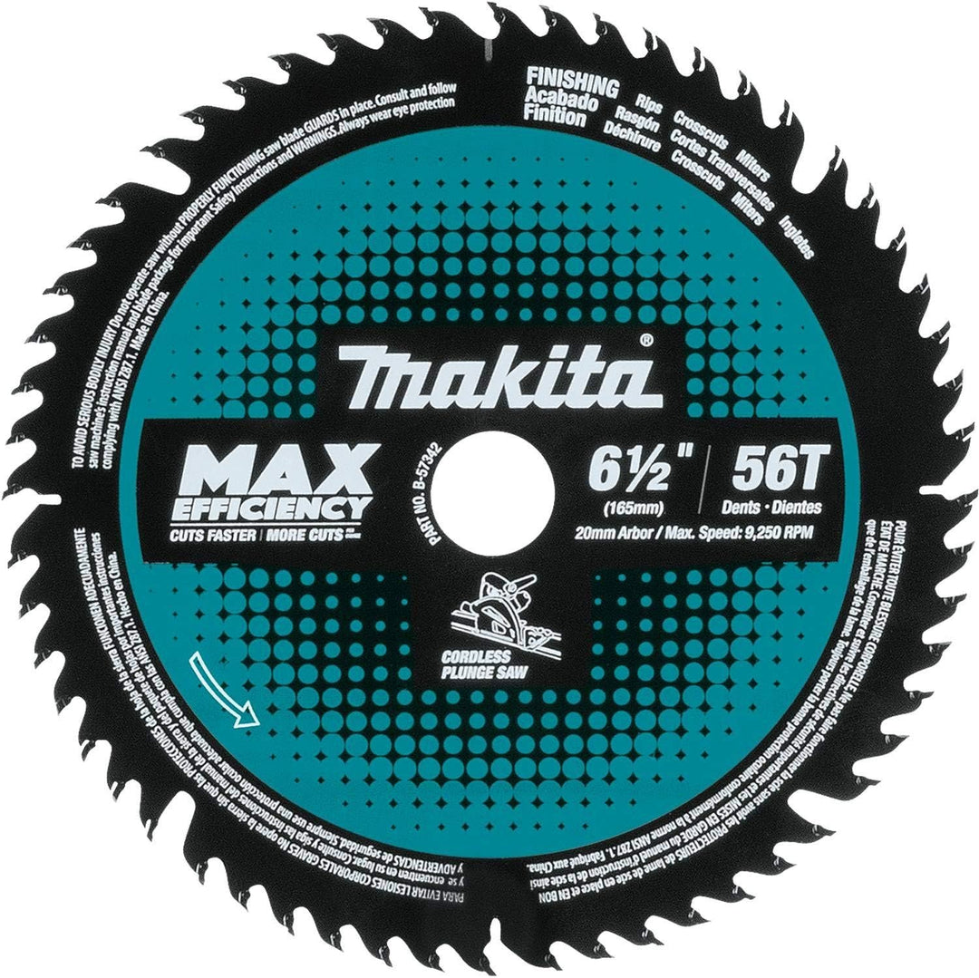 Makita 6.5" 56T TCT Max Efficiency Plunge Saw Blade