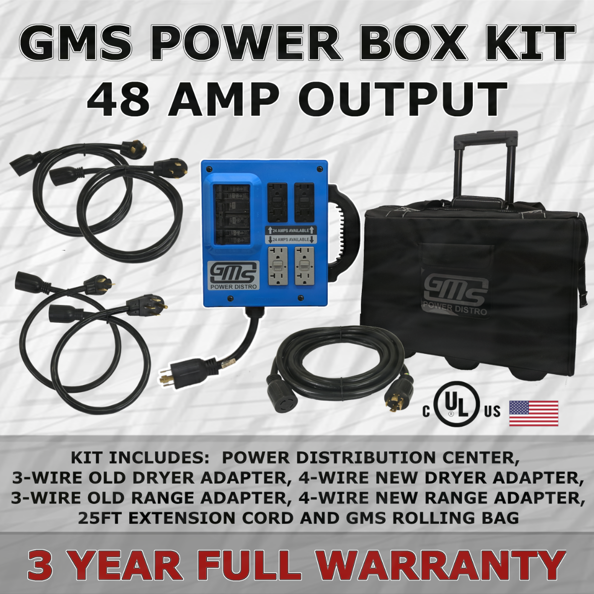 [RENTAL] Power Distribution Box Rental – Includes Case & Cords for Jobsite Power