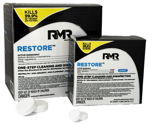 RMR Solutions RESTORE Tablets - One Step Cleaning and Disinfecting (4 pack)