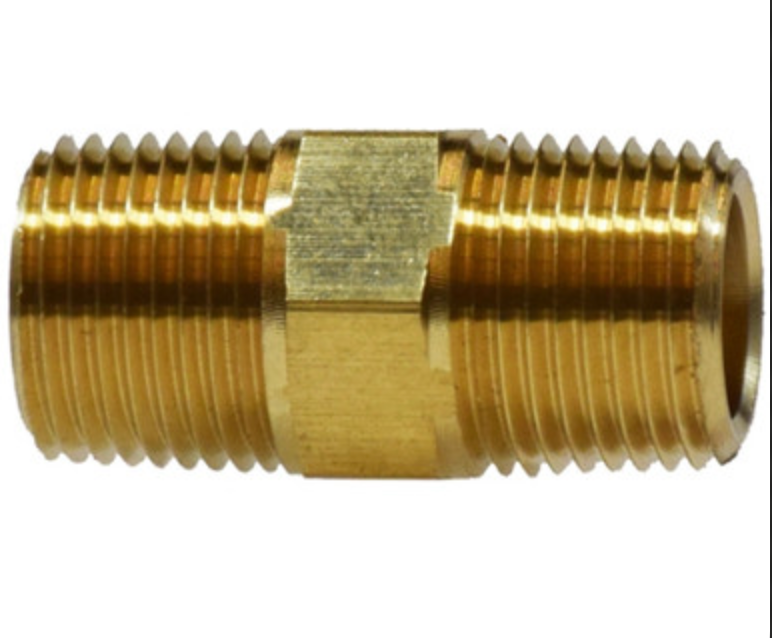 D22164 - 1/4" NPT Brass Hex Pipe Nipple