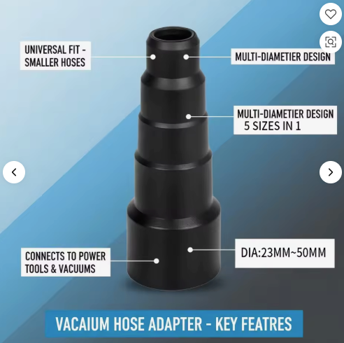 Universal 5-Step Vacuum Hose Adapter Connector (23mm–50mm)