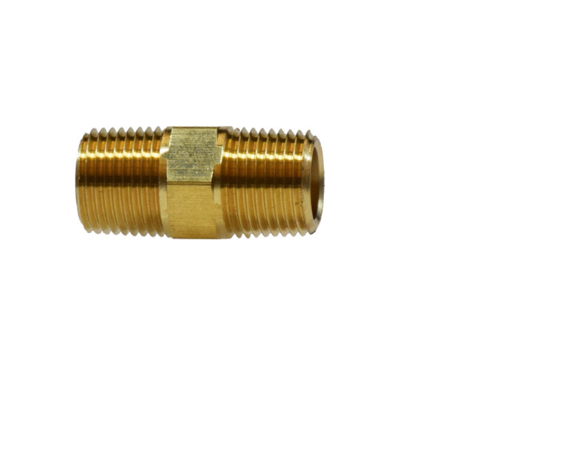 D22164 - 1/4" NPT Brass Hex Pipe Nipple
