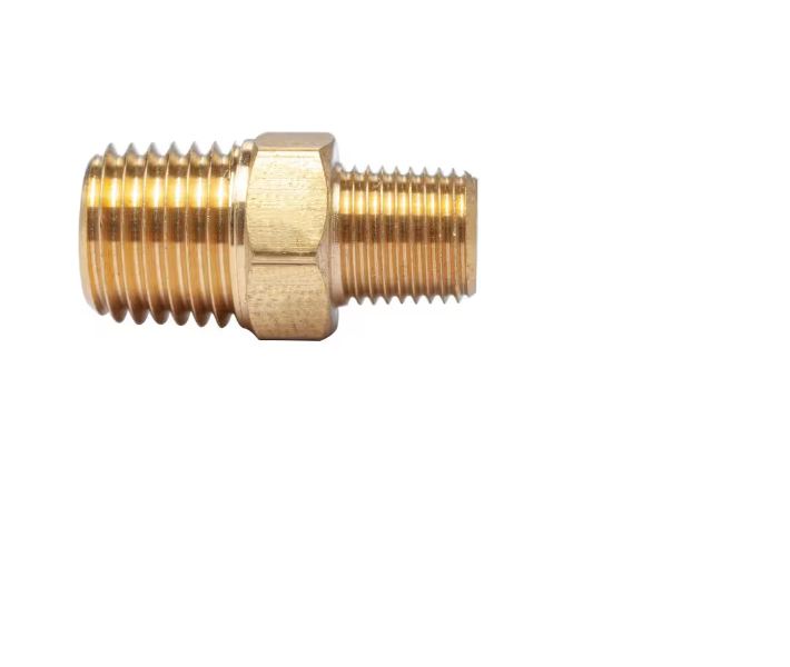 D22152 Brass Hex Pipe Nipple 1/8" M x 1/4" M