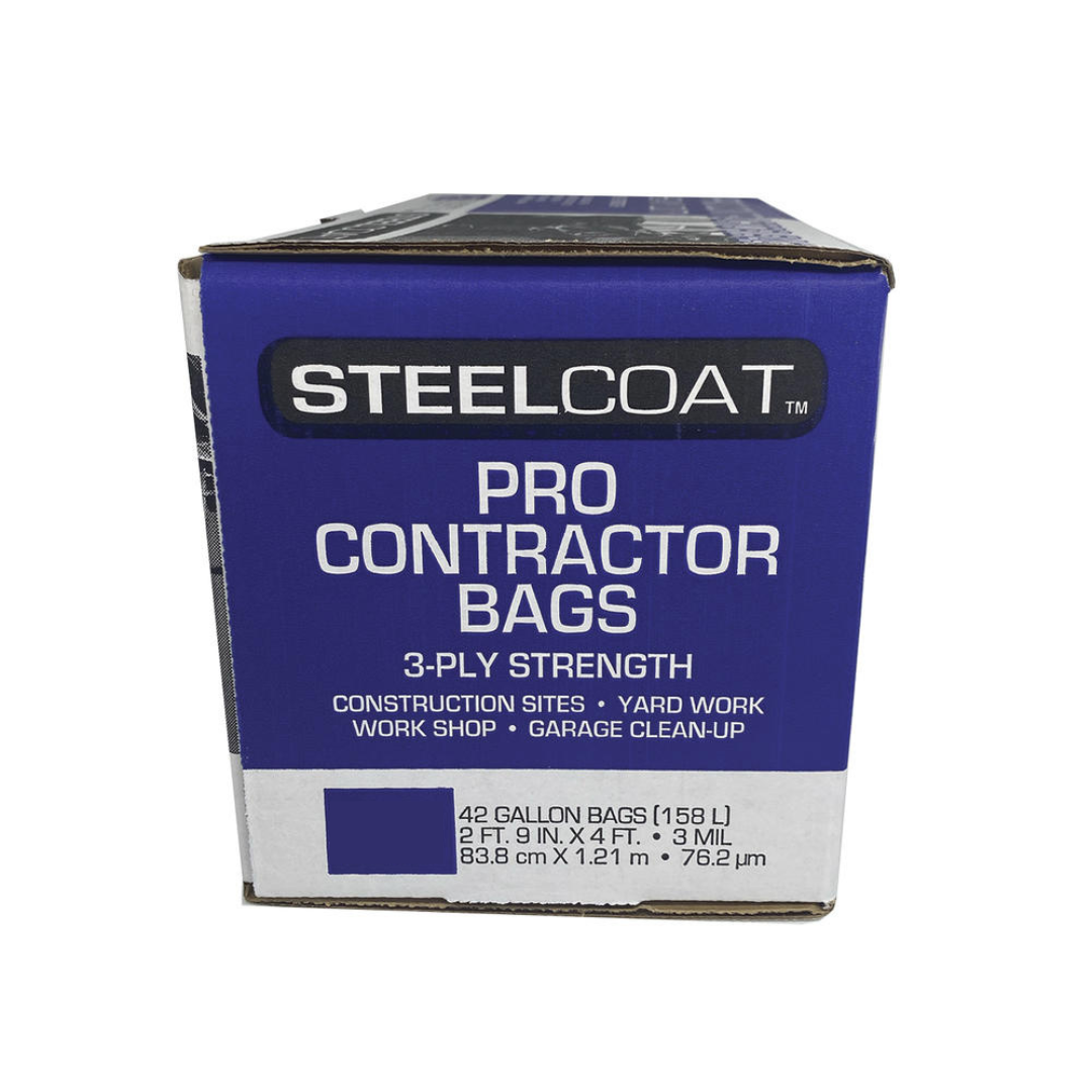 SteelCoat - Contractor Trash Bags - 42 gallon 3MIL 50ct - Black