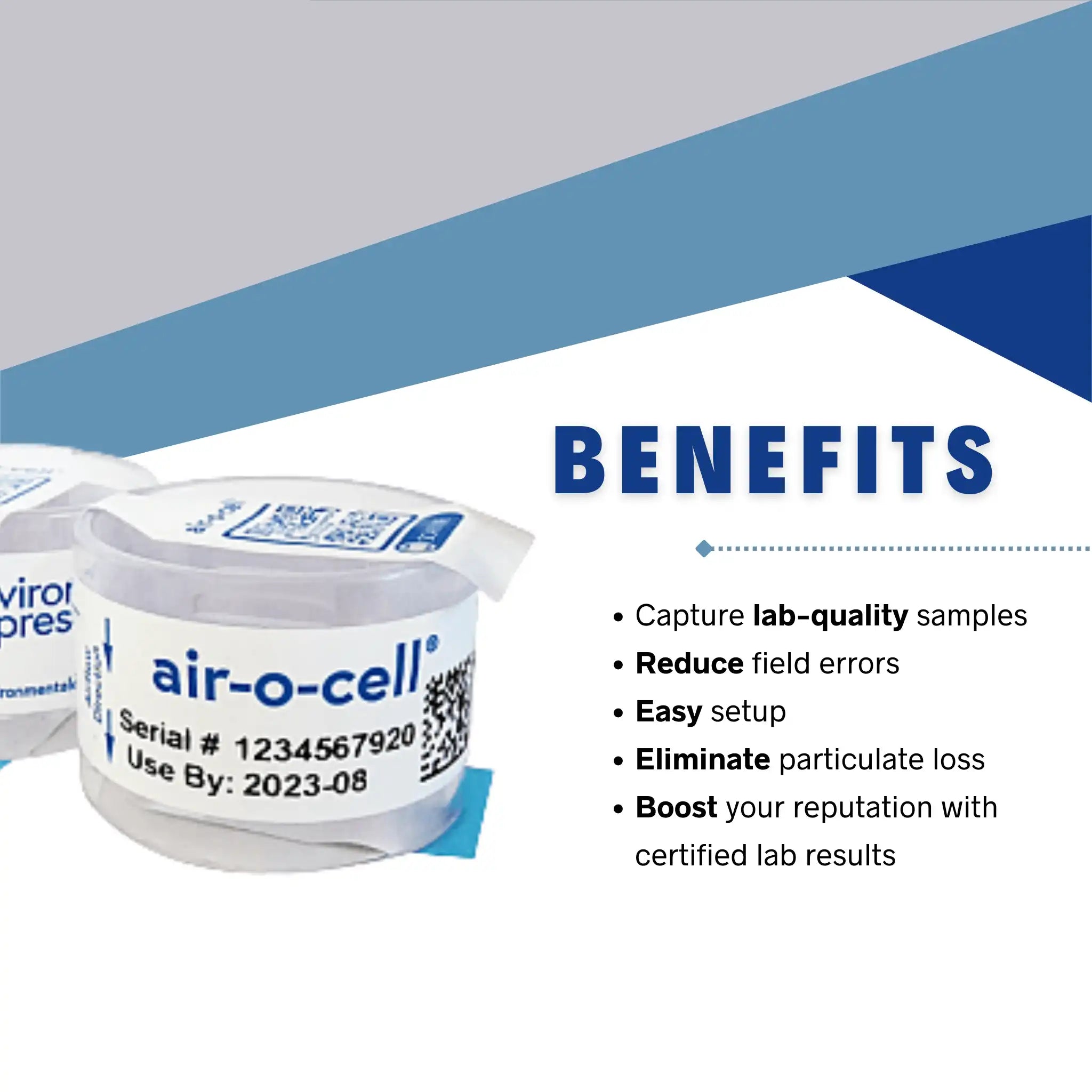 key benefits of air-o-cell cassette listed for mold and iaq testing professionals
