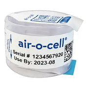 front view of air-o-cell mold spore sampling cassette with labeled airflow direction
