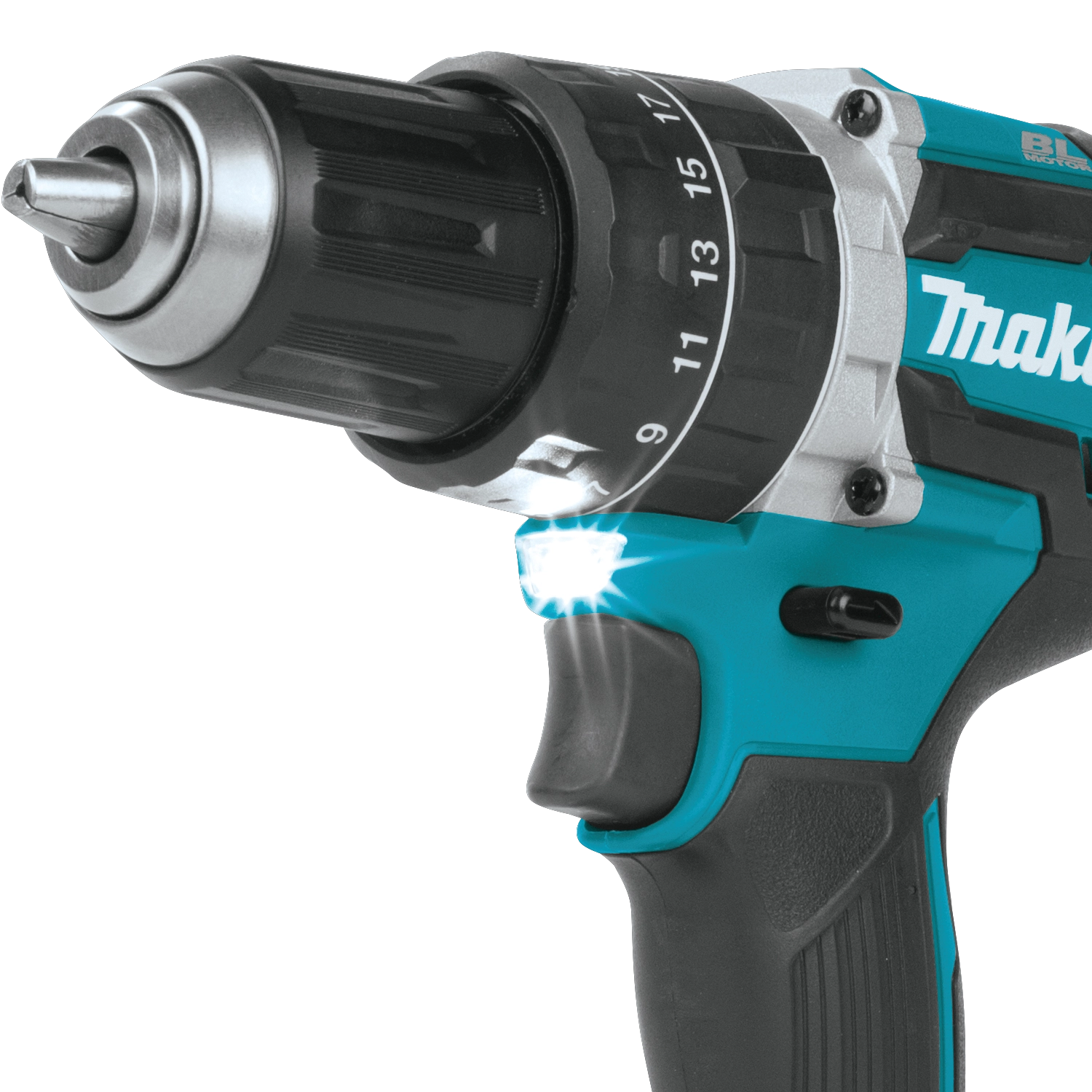 angled front view of makita xt269m impact driver and hammer drill combo
