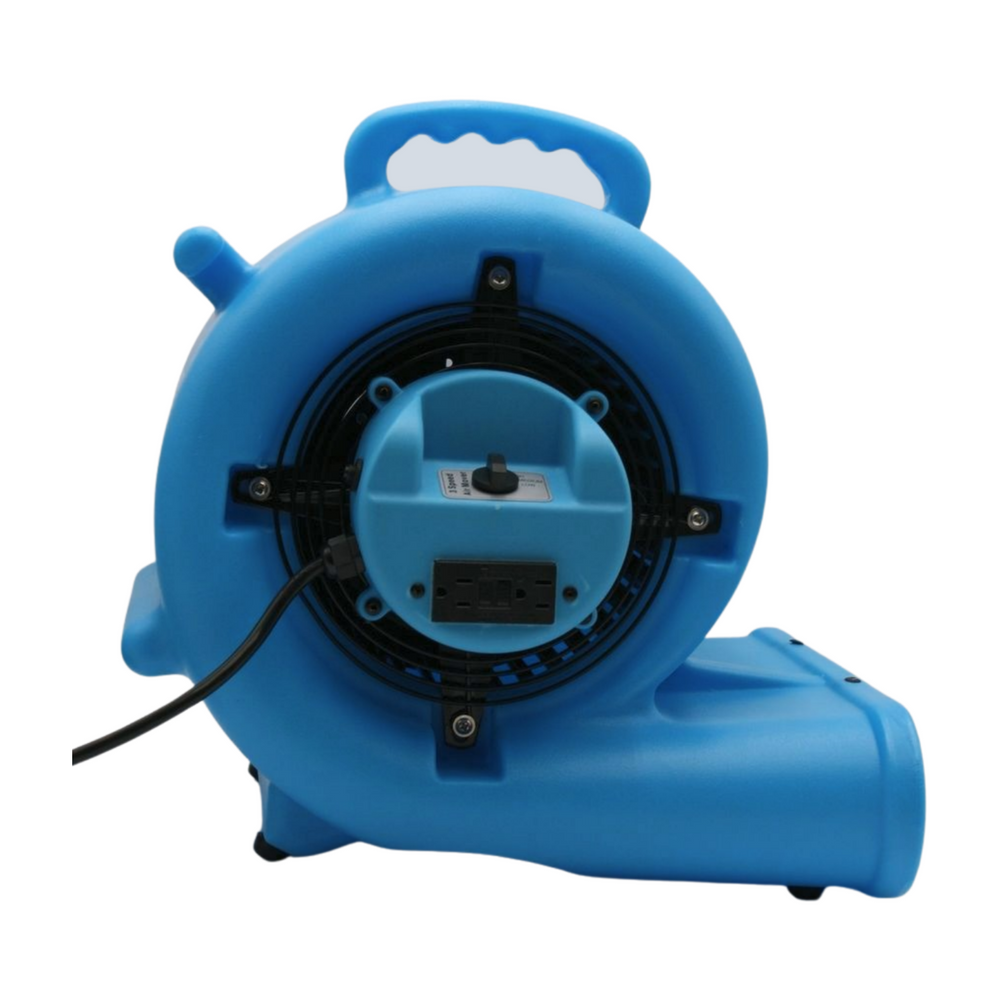 Side view of Pro-Dri air mover set in angled drying position