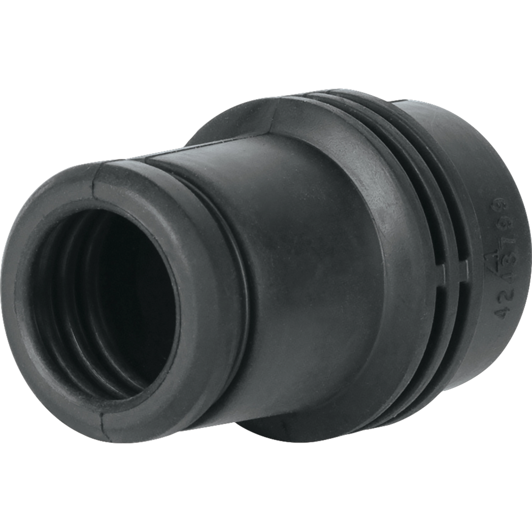 angled view of makita 24mm adapter for 1 inch dust extraction hose
