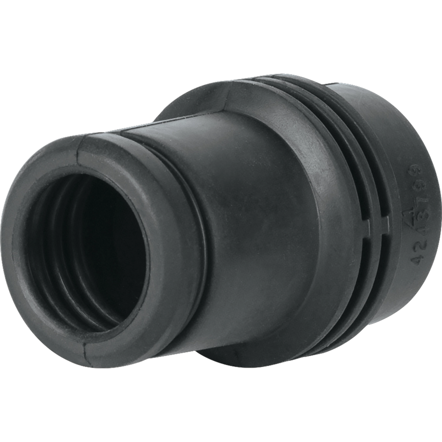 angled view of makita 24mm adapter for 1 inch dust extraction hose
