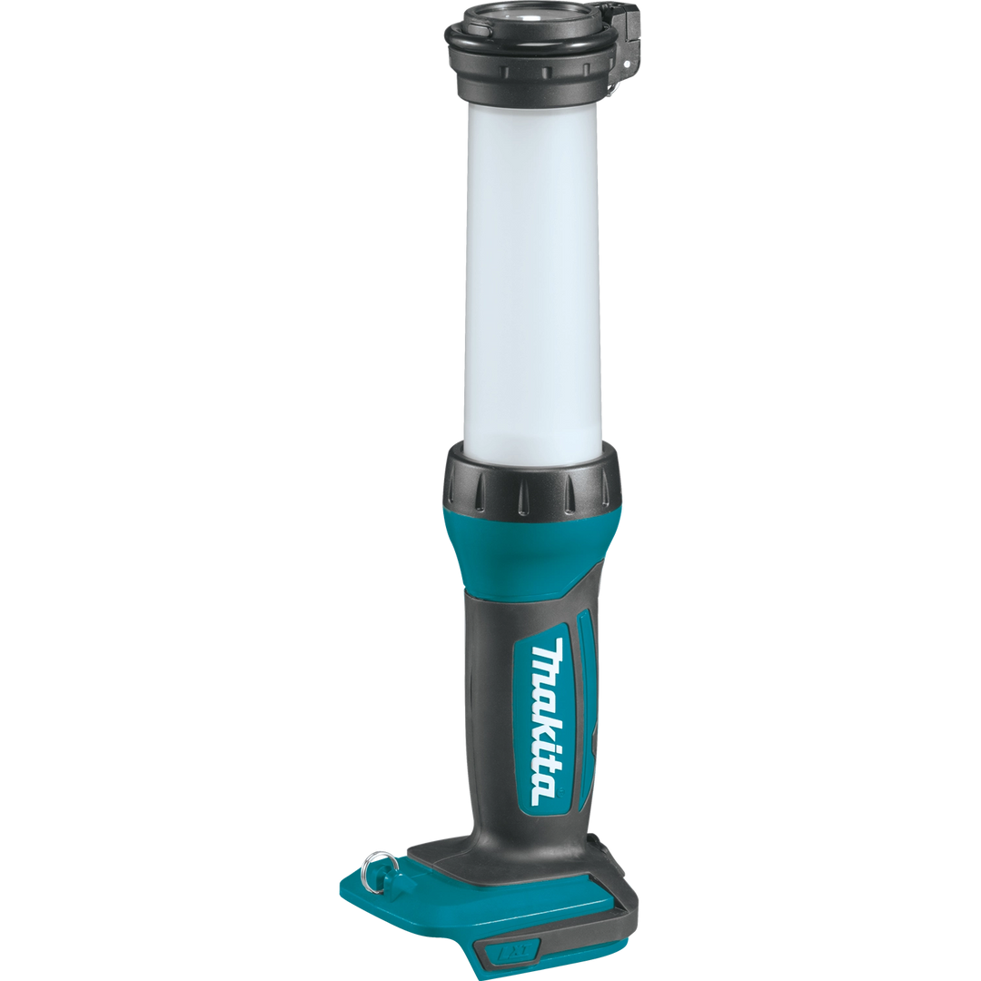 angled front view of makita dml807 lantern flashlight for wide illumination
