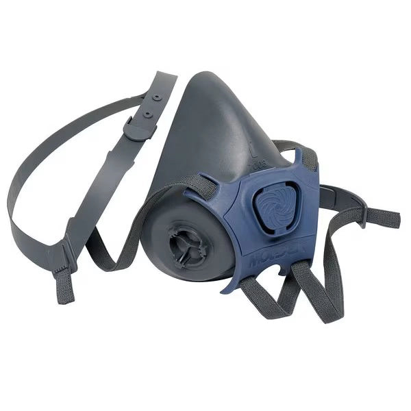Angled view of Moldex 7000 respirator showing low-profile design and soft facepiece
