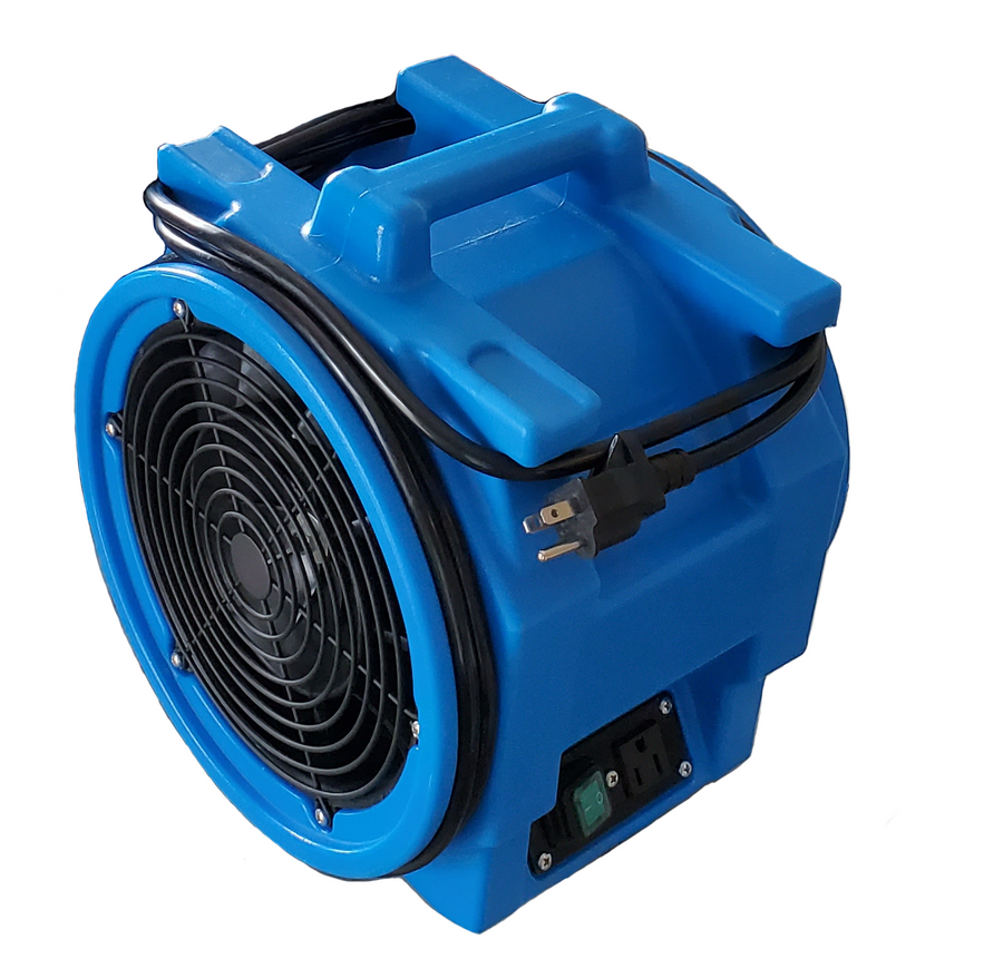 ASD axial mini air mover with compact housing and GFCI outlet