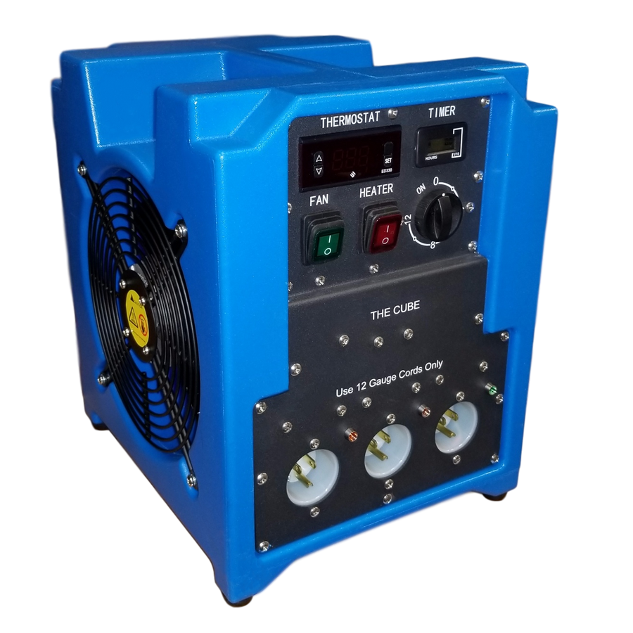 ASD Cube Heater front view showing compact design and controls