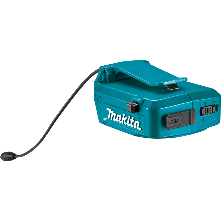 back view of makita 18v lxt power source with battery connection slot visible
