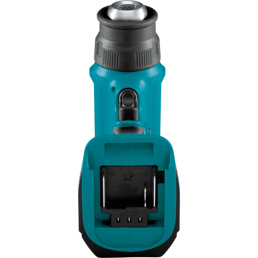 battery placement area on makita cordless heat gun showing 18v lxt compatibility
