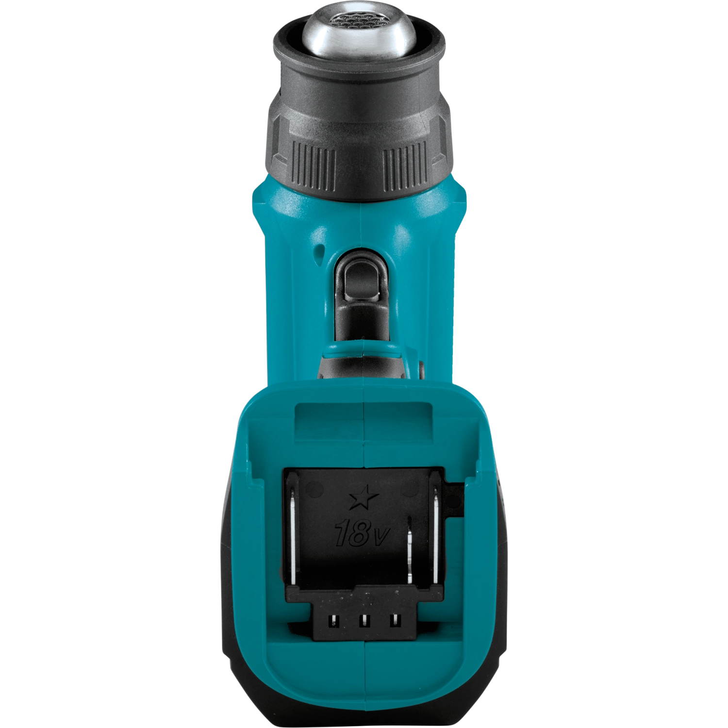 battery placement area on makita cordless heat gun showing 18v lxt compatibility
