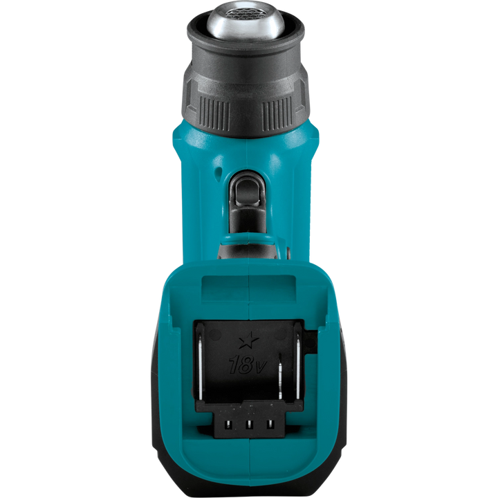 battery placement area on makita cordless heat gun showing 18v lxt compatibility
