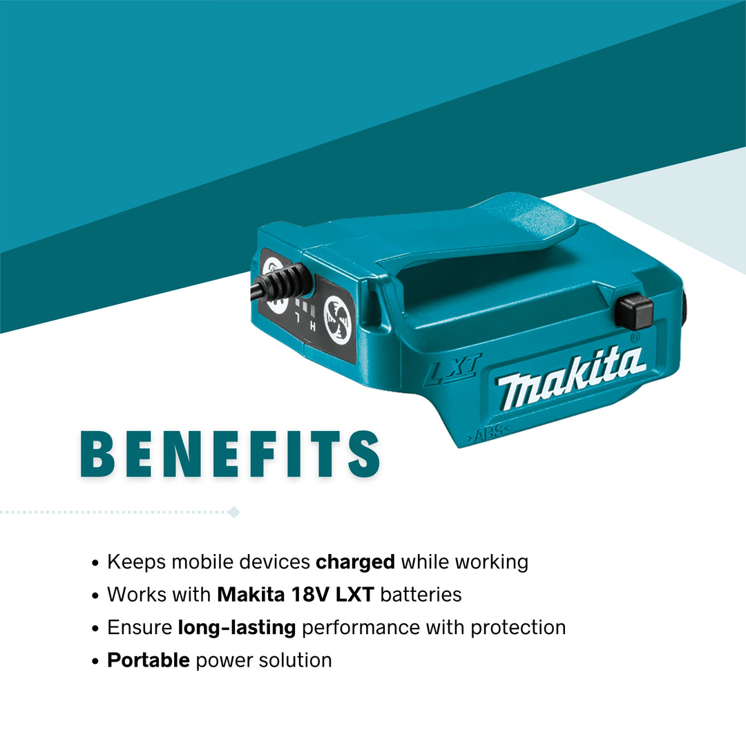 benefits of makita 18v lxt power source including fast usb charging and portability
