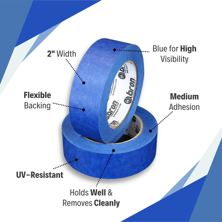 Close-up of Bron Blue Painter’s Tape highlighting width and adhesive features
