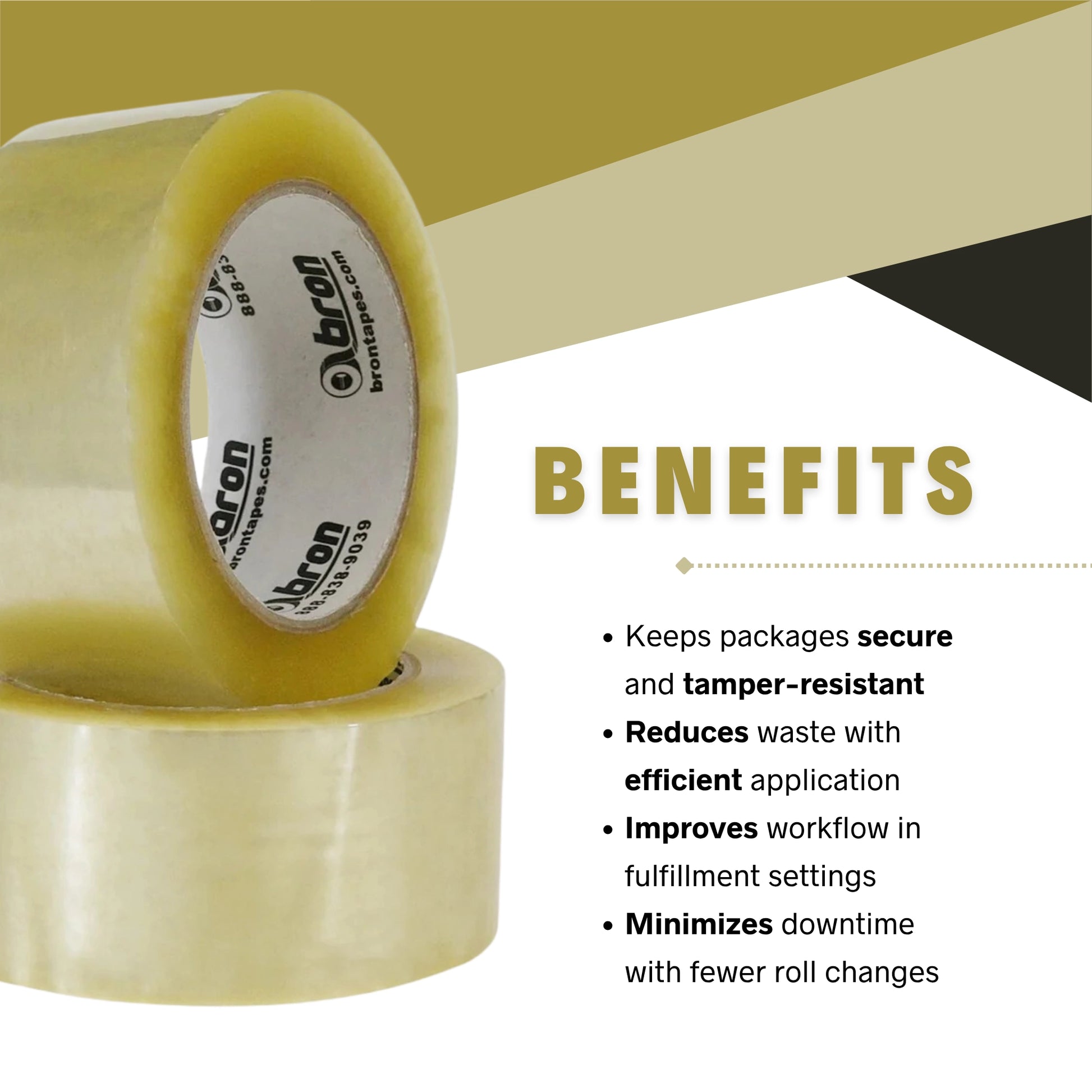 Sealed shipping box with Bron Clear Packing Tape illustrating secure closure benefits
