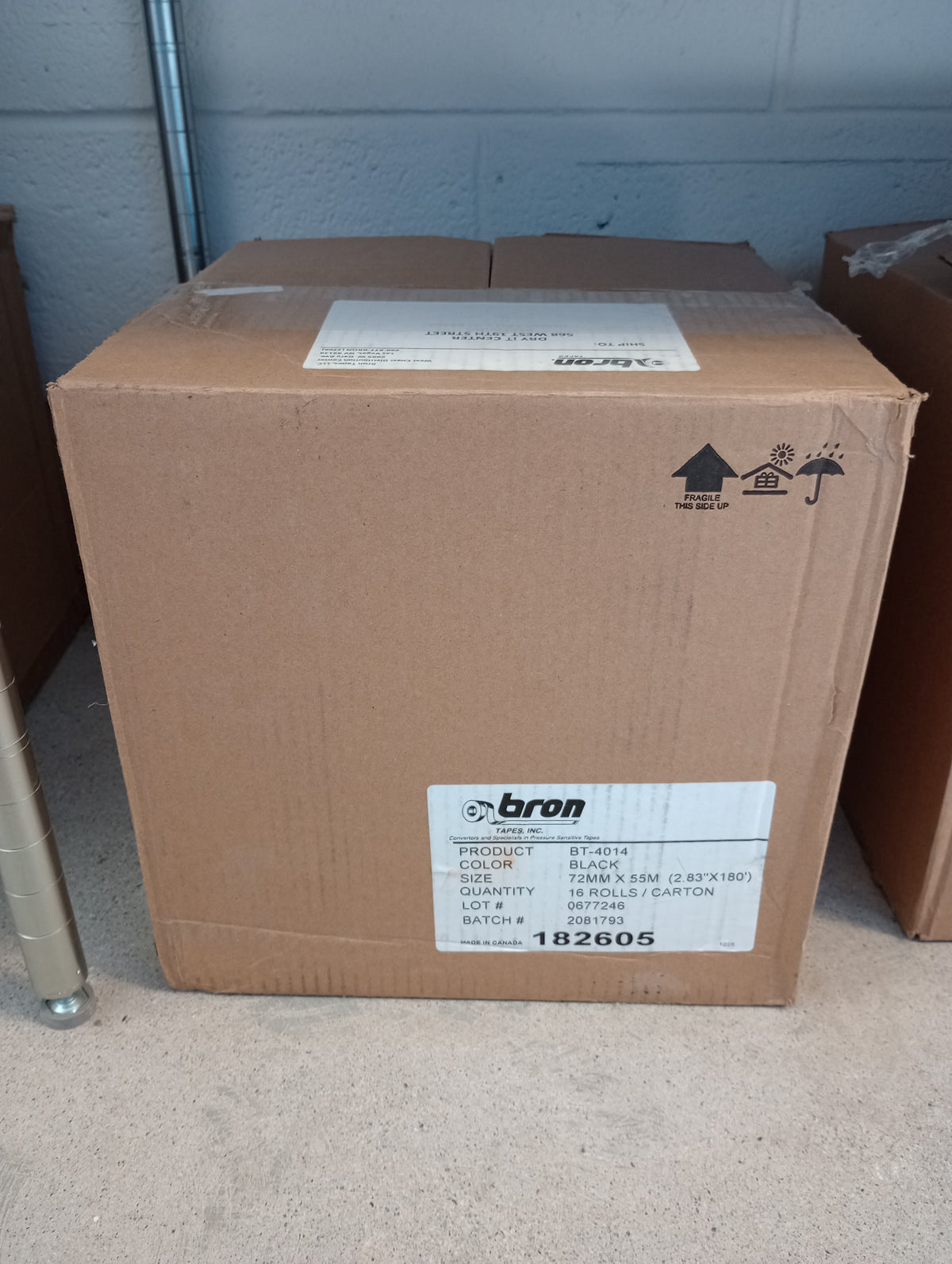 Bron 3" Single-Coated Poly Tape Black (72MM X 55M)