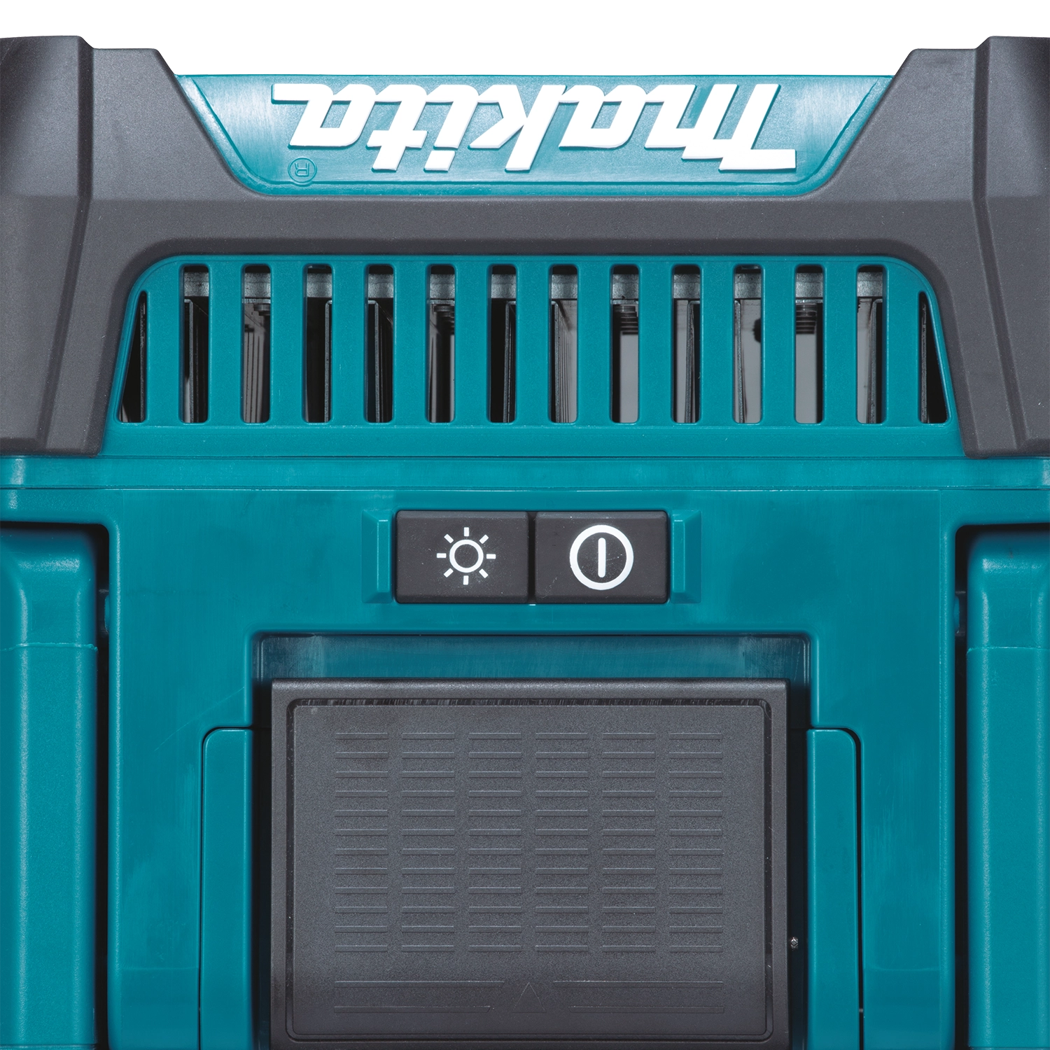 button controls on makita dml811 led work light for brightness and power settings

