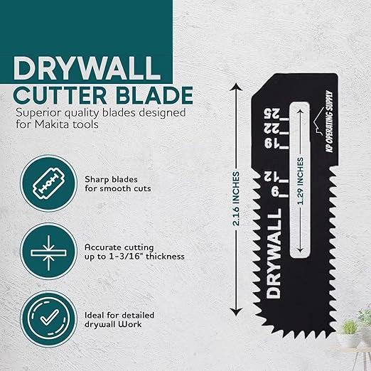 Caliastro drywall blade with dimension indicators for thickness and depth
