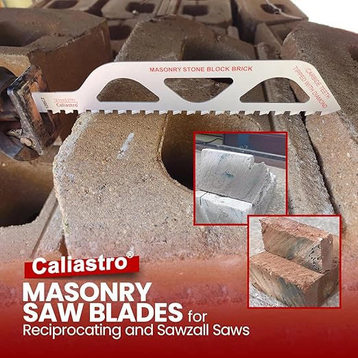 Masonry blade cutting engineered stone with visible sparks and dust
