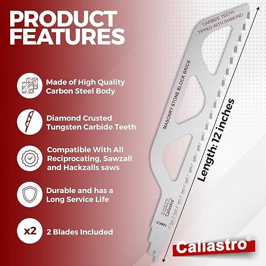 Caliastro masonry blades with tungsten carbide teeth for cutting brick and stone
