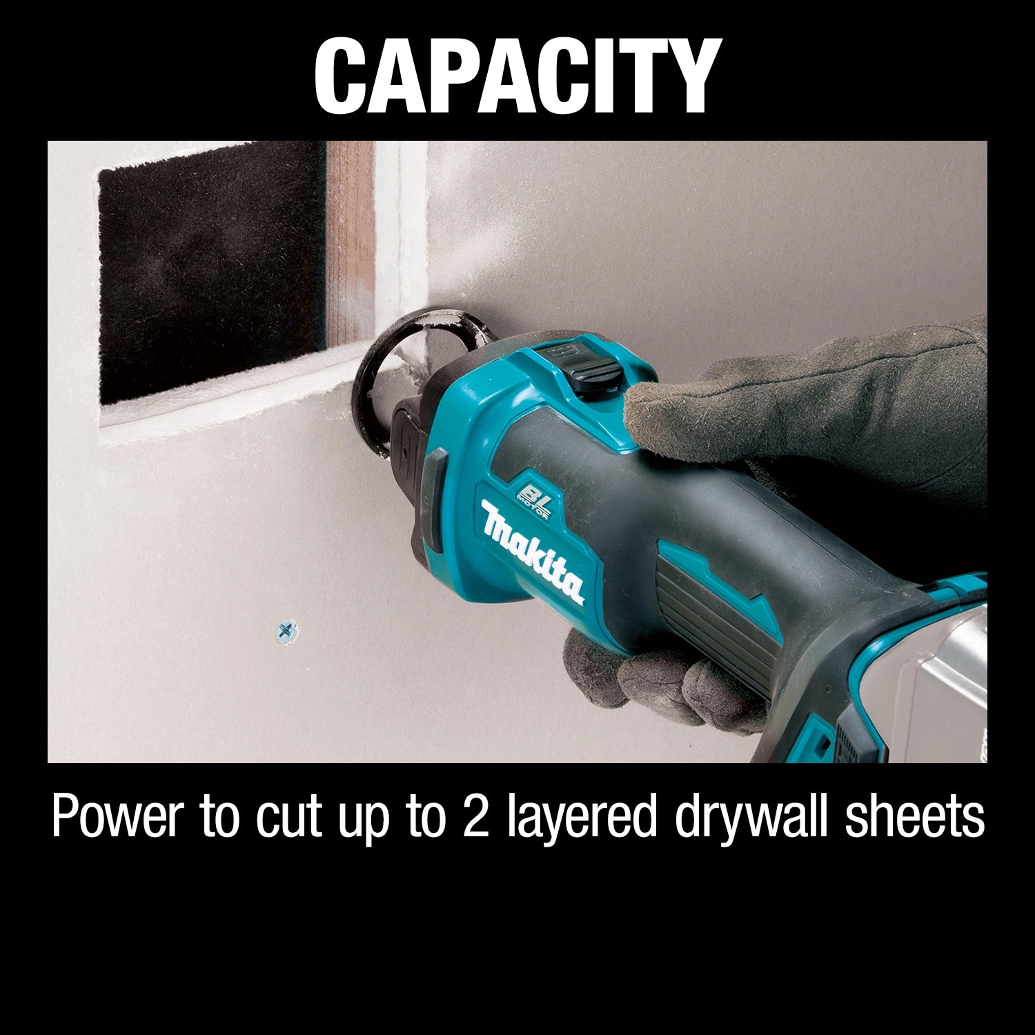 makita xoc02z tool demonstrating 1/8 inch and 1/4 inch collet capacity for versatile bit options
