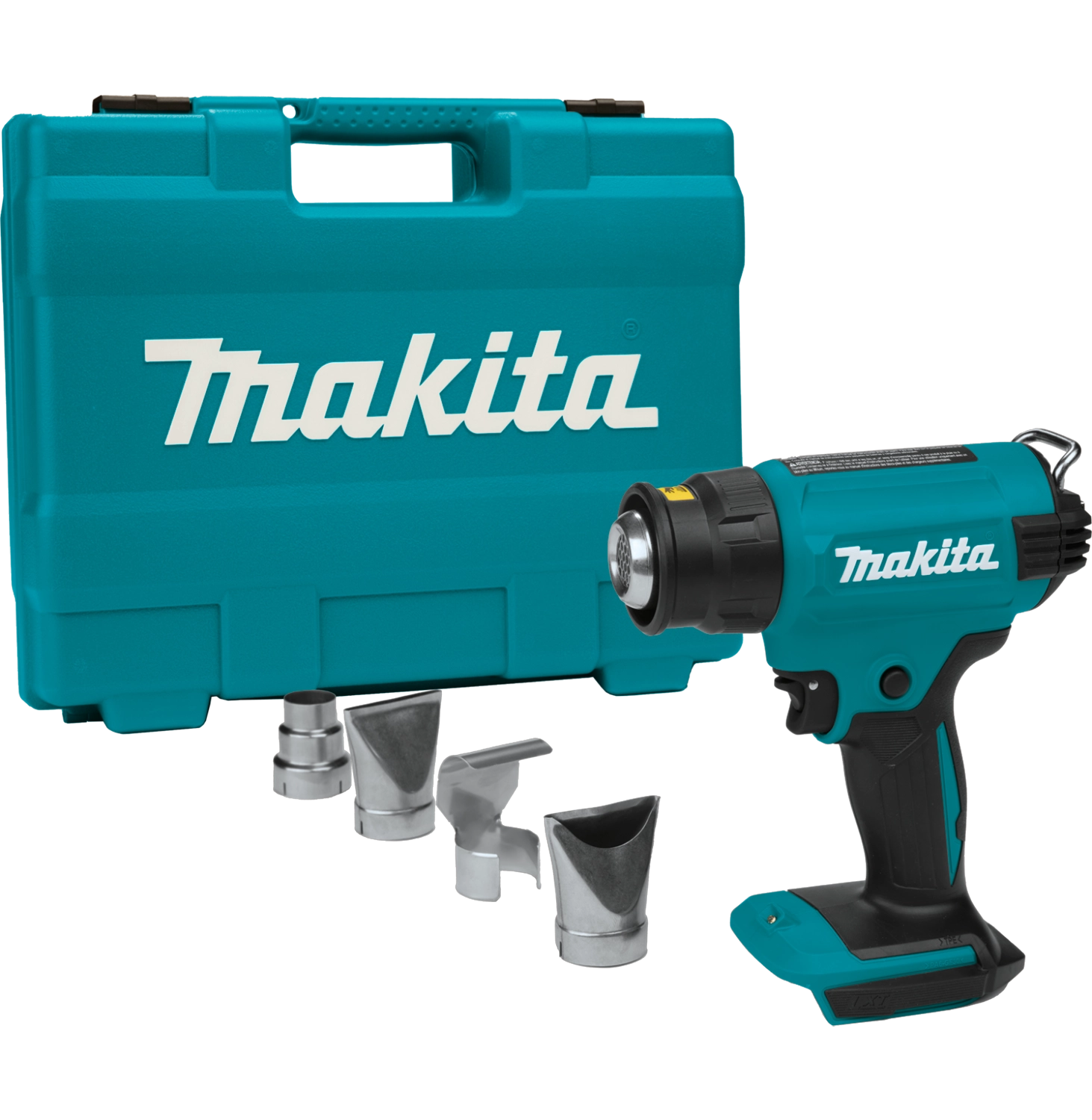 makita cordless heat gun stored in protective case with space for battery and accessories
