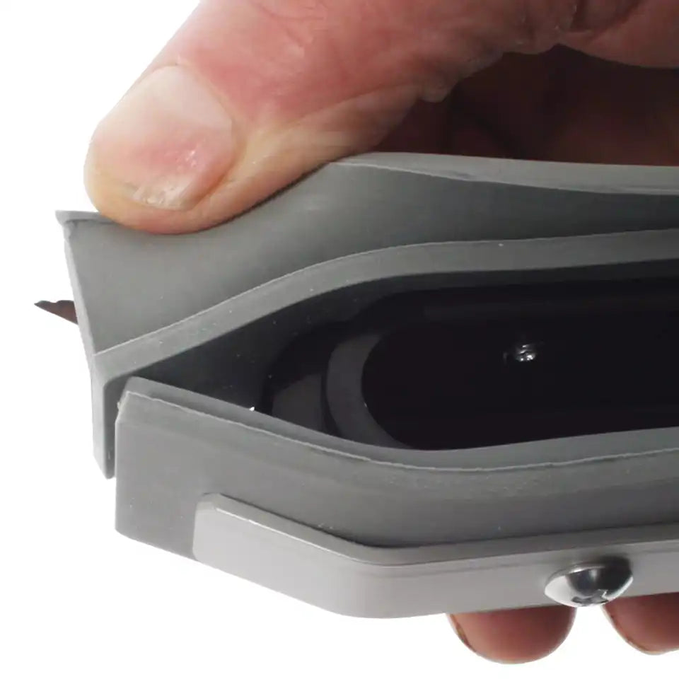 Close-up of CenTec 14" squeegee tool showing soft flexible dual-blade design for textured floor water recovery.