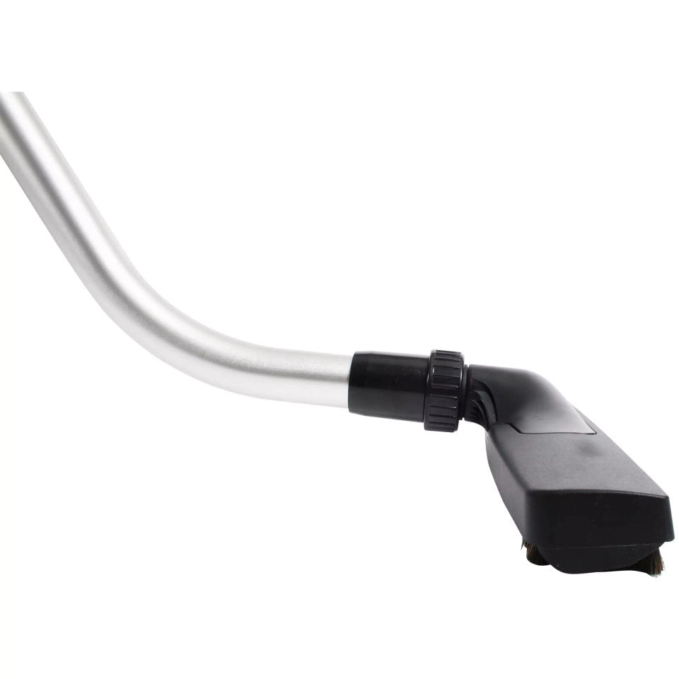Side view of brush attached to wand in commercial vacuum setup
