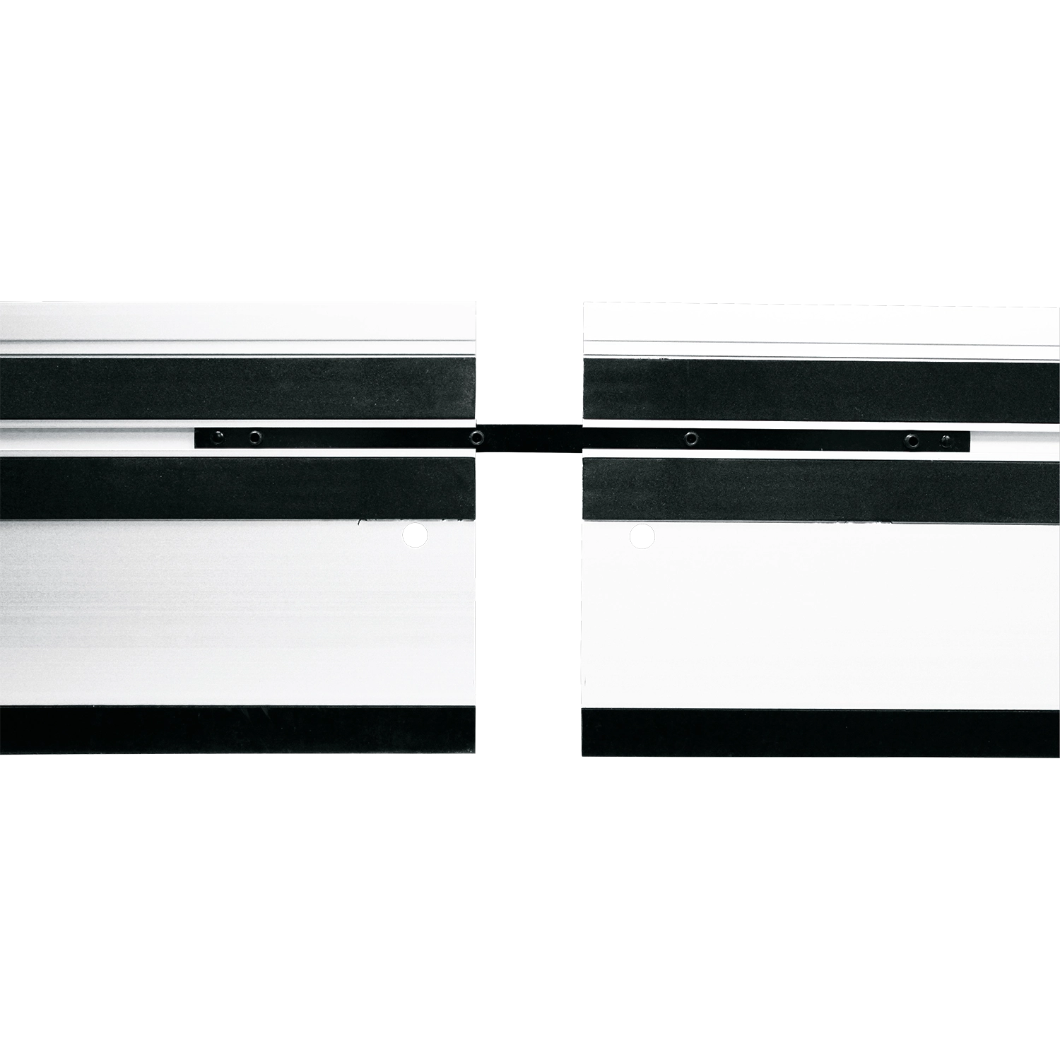 close up of makita connector installed in guide rail showing threading and depth
