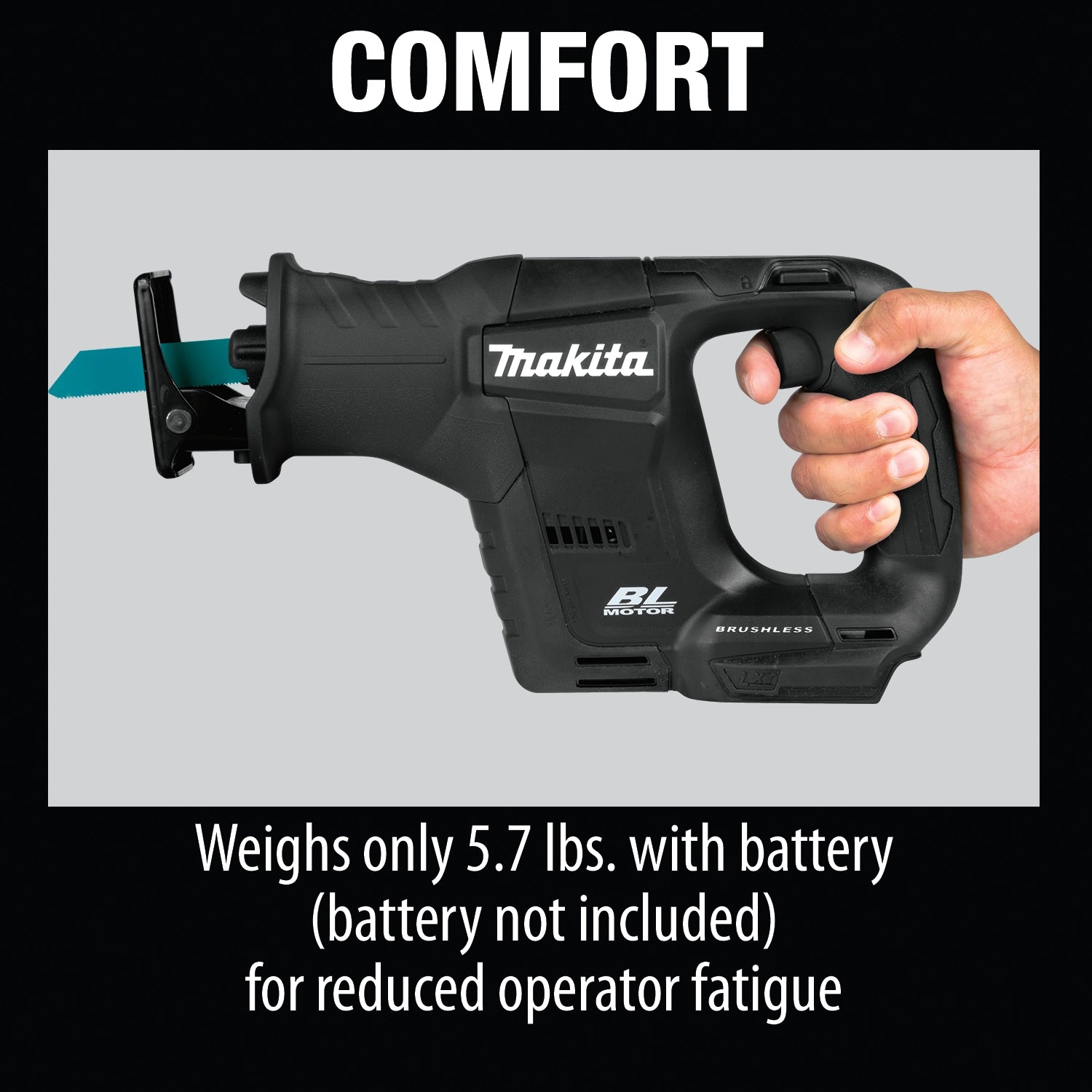 comfortable grip and lightweight feel of makita xrj07zb saw reduce user fatigue
