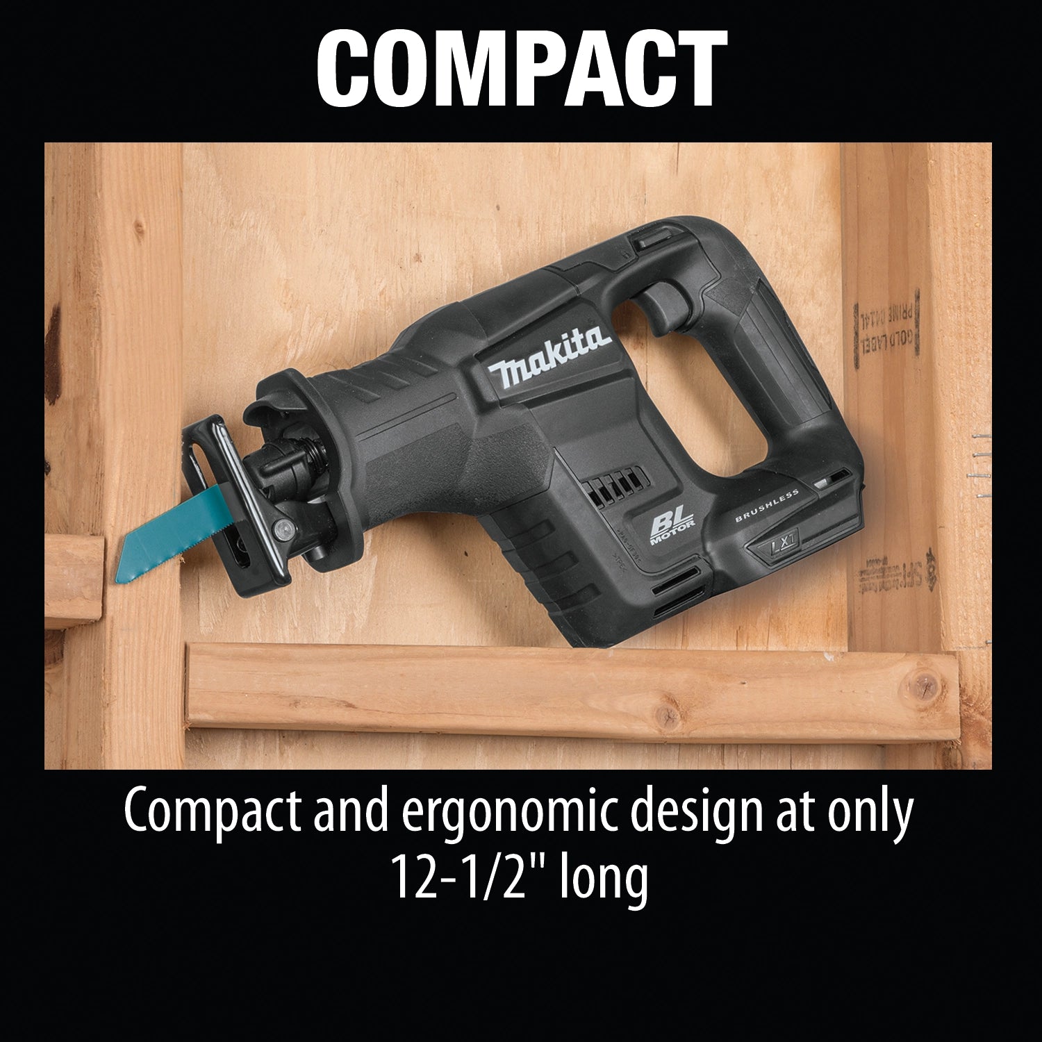 compact design of makita recipro saw ideal for cutting in tight spaces
