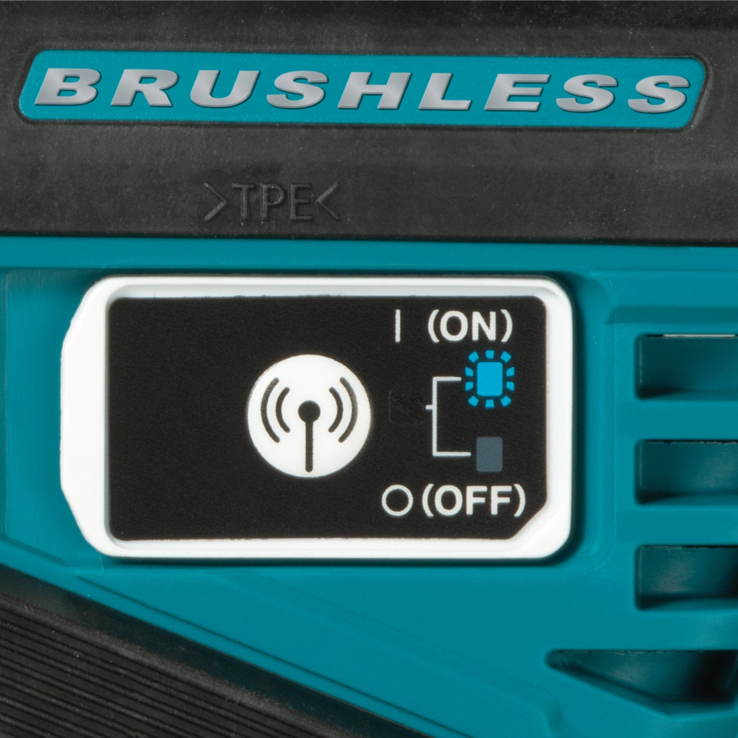 control panel of makita xoc02z cut-out tool showing variable speed trigger and dust-sealed switch
