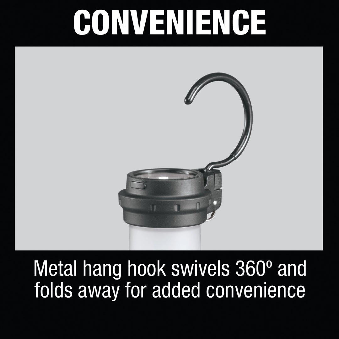 makita flashlight hanging from hook showing hands-free convenience
