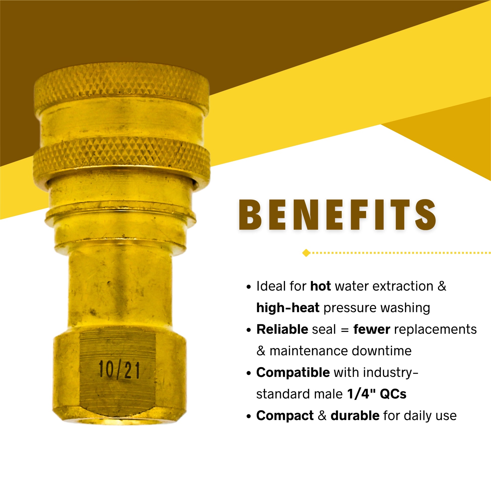 Benefits of DQ2001 brass quick connect including high-temp resistance and leak-free seals
