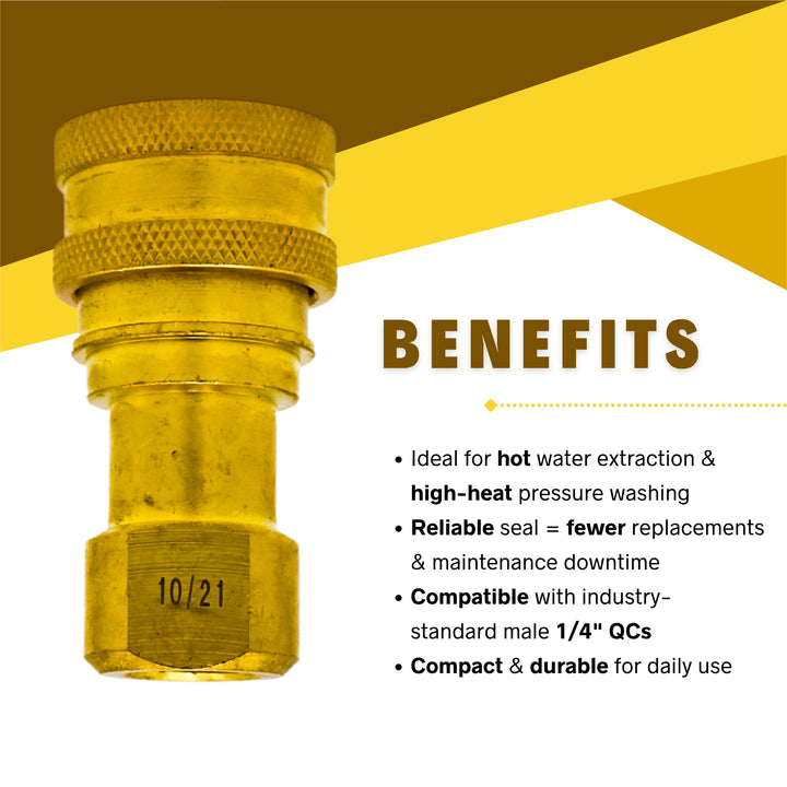 Benefits of DQ2001 brass quick connect including high-temp resistance and leak-free seals
