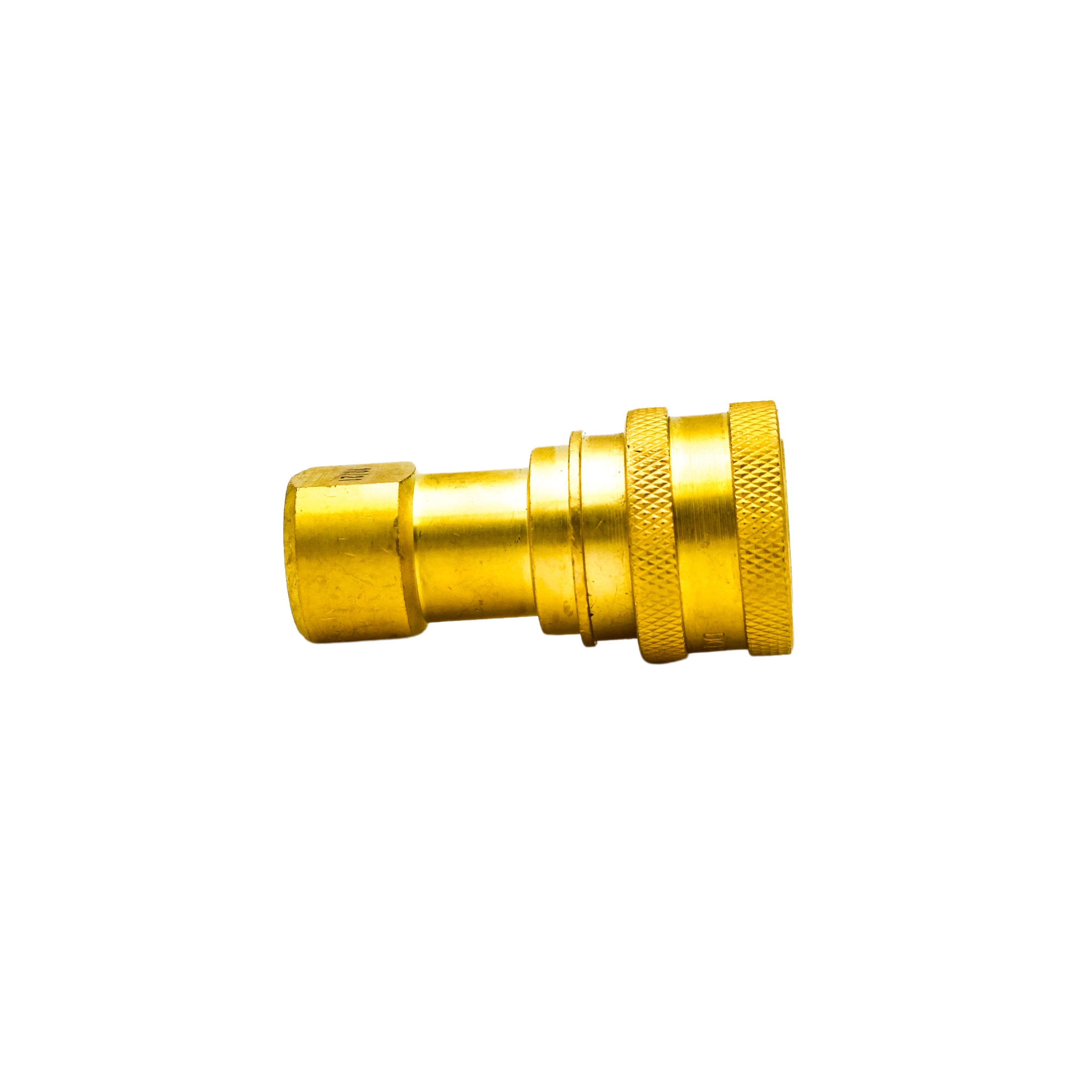 Right side view of DQ2001 quick connect showing cylindrical brass form
