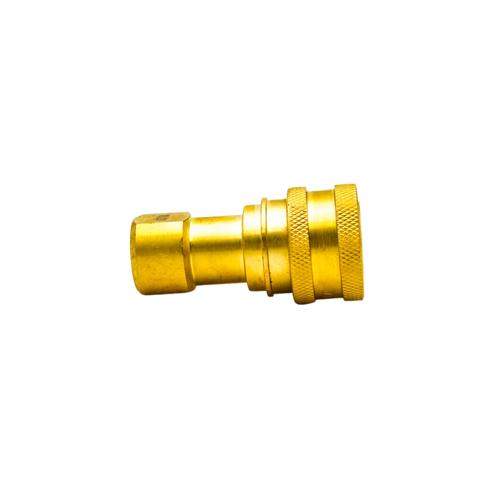 Right side view of DQ2001 quick connect showing cylindrical brass form
