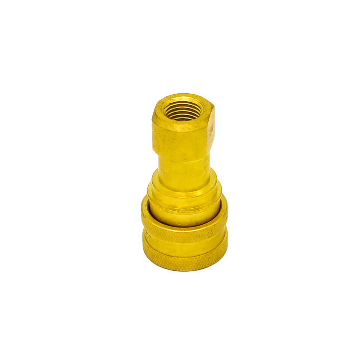 Top angle view of DQ2001 quick connect showing O-ring seal and inner construction
