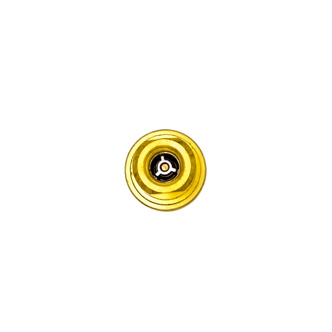 Top view of DQ2001 brass quick connect showing entry point and interior seal
