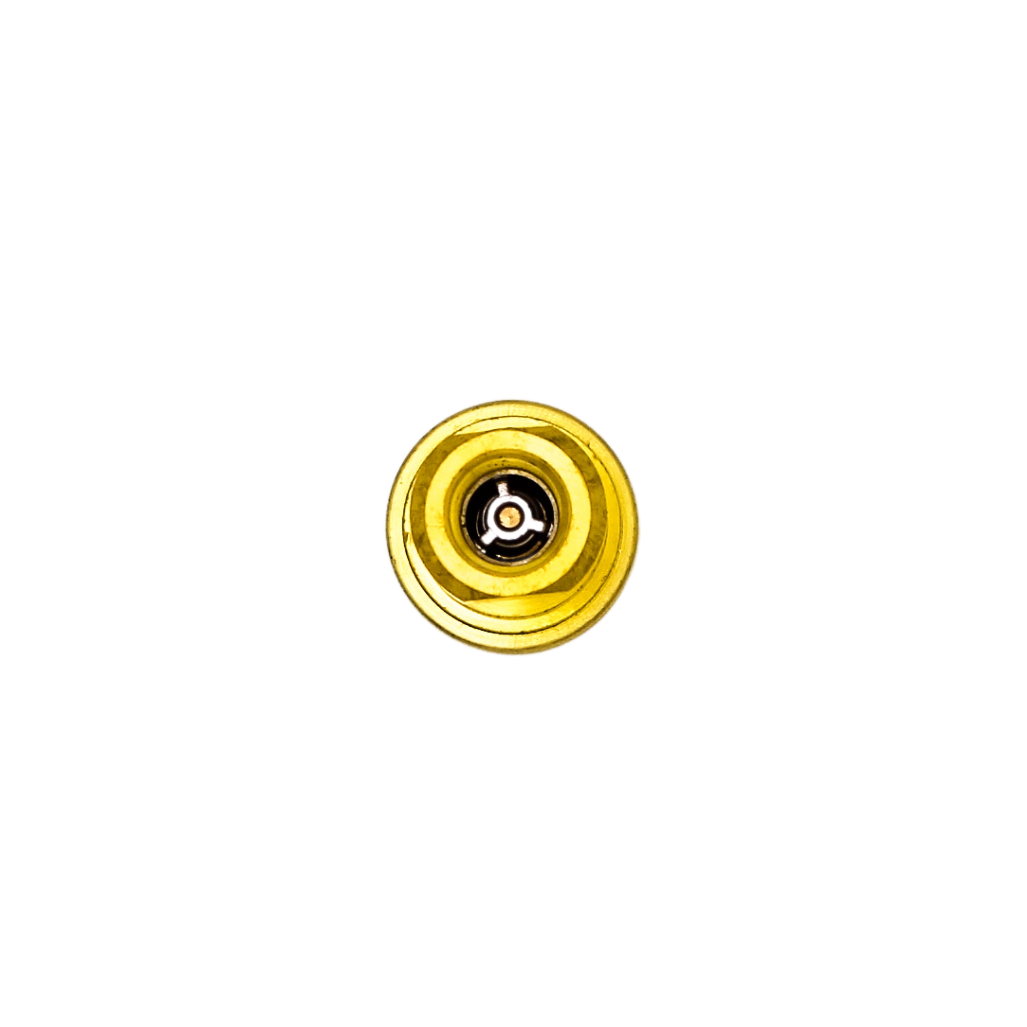 Top view of DQ2001 brass quick connect showing entry point and interior seal
