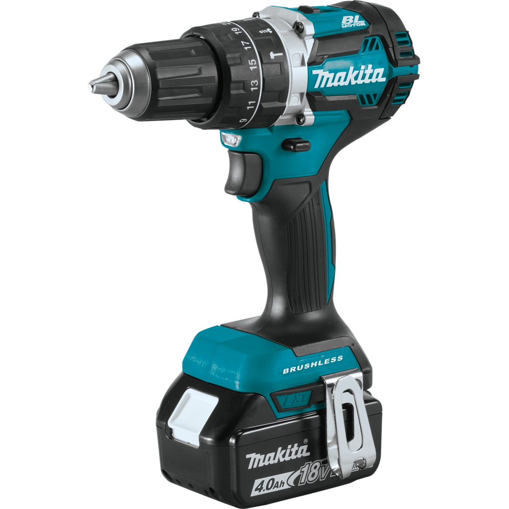 makita hammer driver-drill included in xt269m combo kit with ergonomic grip and metal chuck
